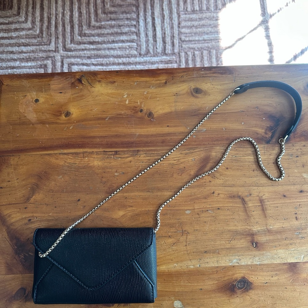 Zara Faux Leather Mini Evening Bag Black Chain-Strap Crossbody Wallet